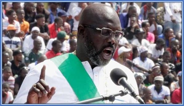 This is George Weah, as he was being sworn into office on the 22nd of January 2018.