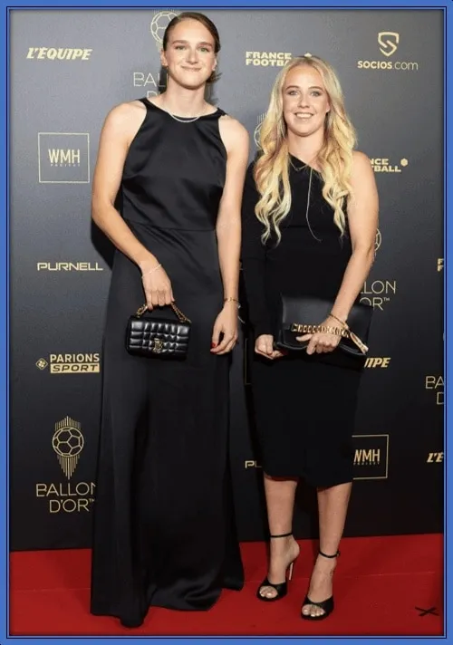 Mead and Miedema at a joint red-carpet appearance at the Ballon d'Or Féminin.