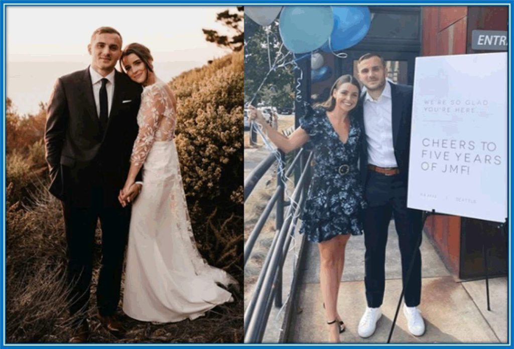 The talented player, Jordan Morris, is married to Eliza D. Blanchette.