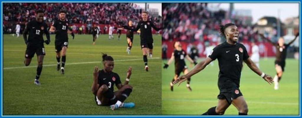 See how Samuel Ayomide Adekugbe Celebrates his Goal in the Canada Team.