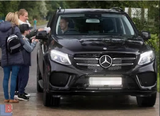 Nemanja Matic was spotted inside his Mercedes Benz.