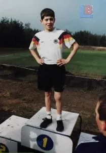 Young Robert Lewandowski at the podium - a sign that he was a great football kid.