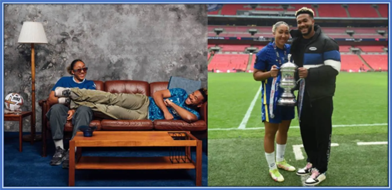 Sibling bond on and off the pitch. Lauren, the dynamic forward for Chelsea Women and England, shares an unbreakable connection with her brother, Reece.