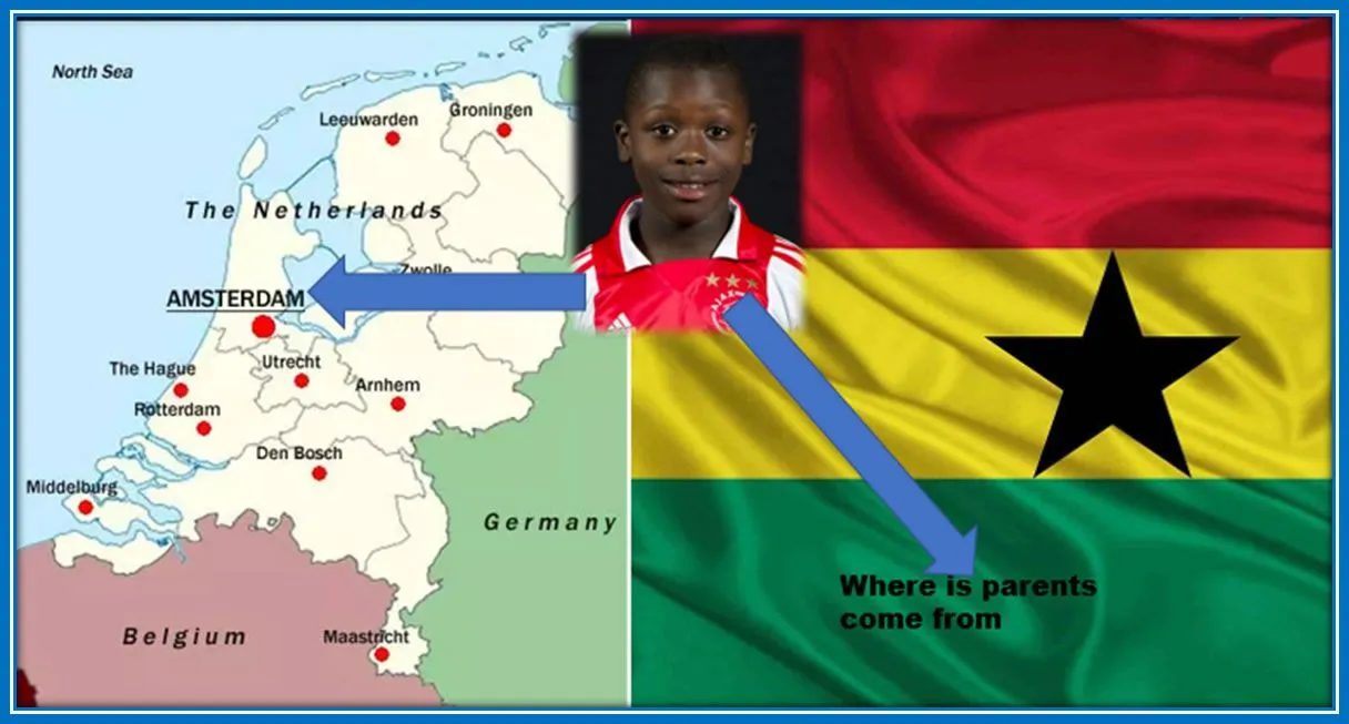 The Family Origin of the Striker also shows he comes from the Netherlands and Ghana.