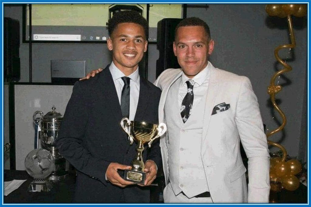 Ndiaye with his former coach at Boreham Wood, Cameron Mawes.