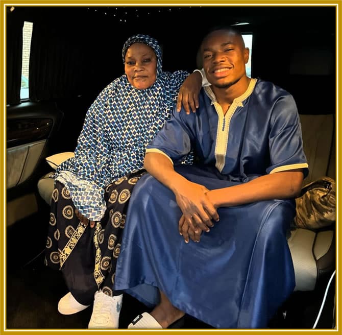 Hajia Maria with her son when she came to visit him in the UK