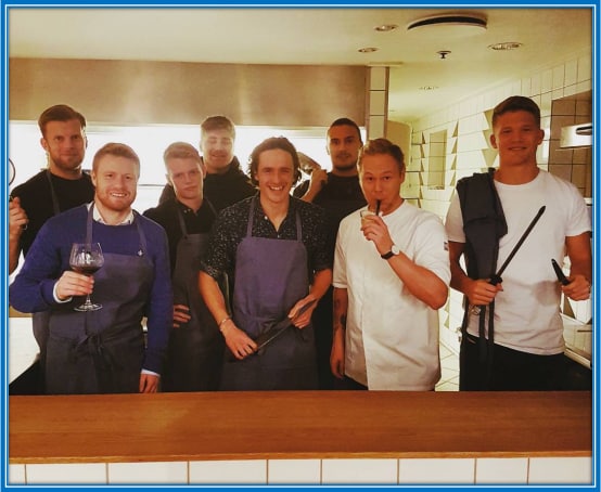 Denmark national team players were learning how to cook from Thomas, the cook.