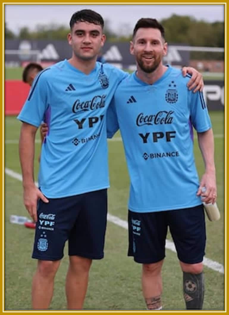 Dreams Turned Reality: Facundo Buonanotte shares a proud moment with his idol, Lionel Messi, after his first call-up to the Argentina senior national team.