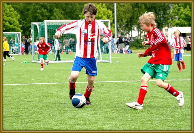 Larsen in his football academy as a child