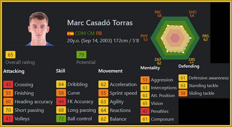 The defensive midfielder's analyzes by Sofifa