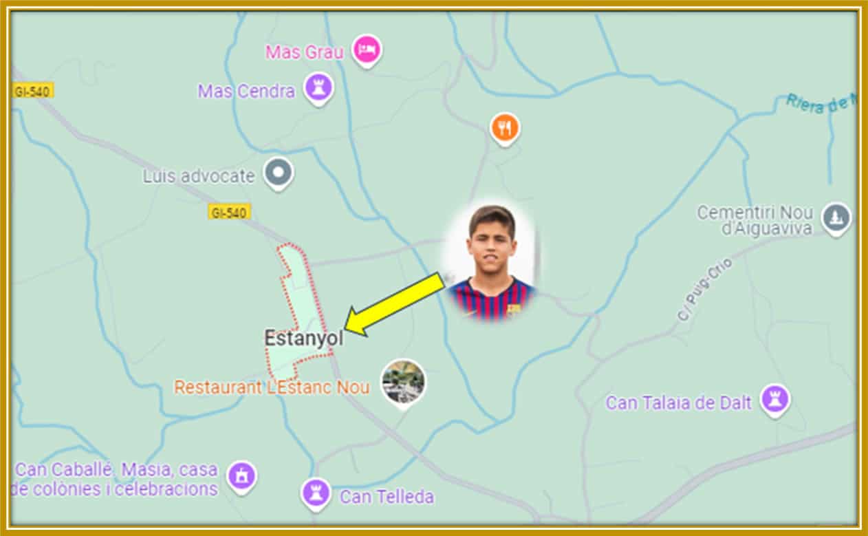 Google Map of the hometown of the Barca centre back