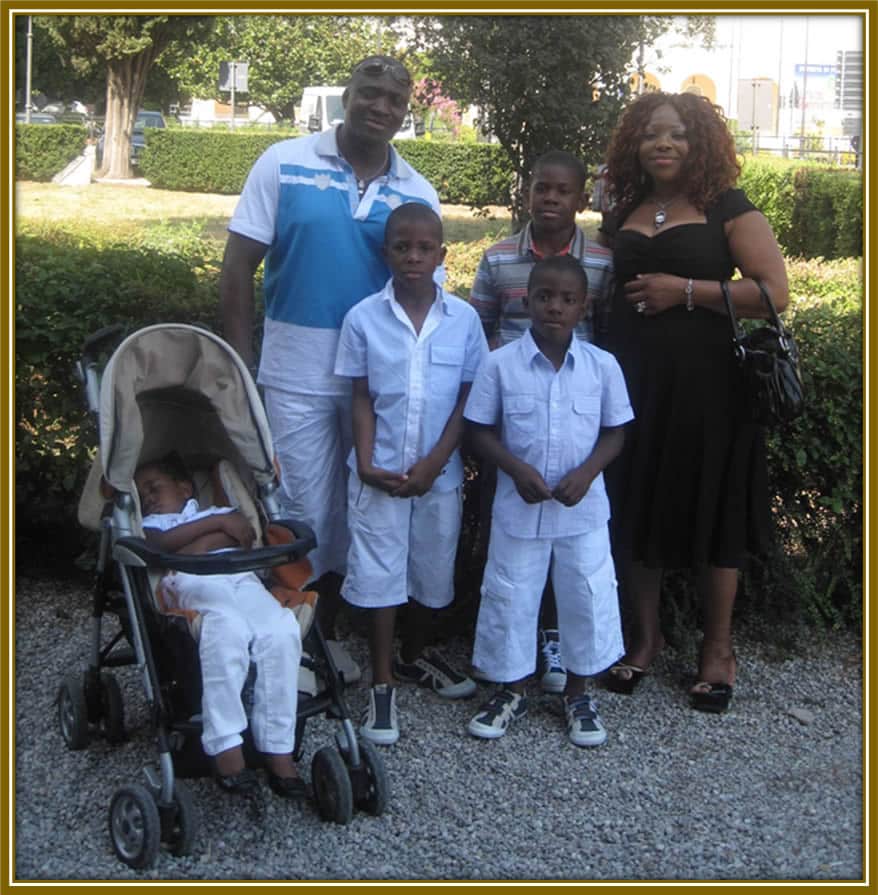 A family outing in Denmark during their early years—Patrick and his siblings enjoying the day while their youngest sister peacefully naps in her stroller. 