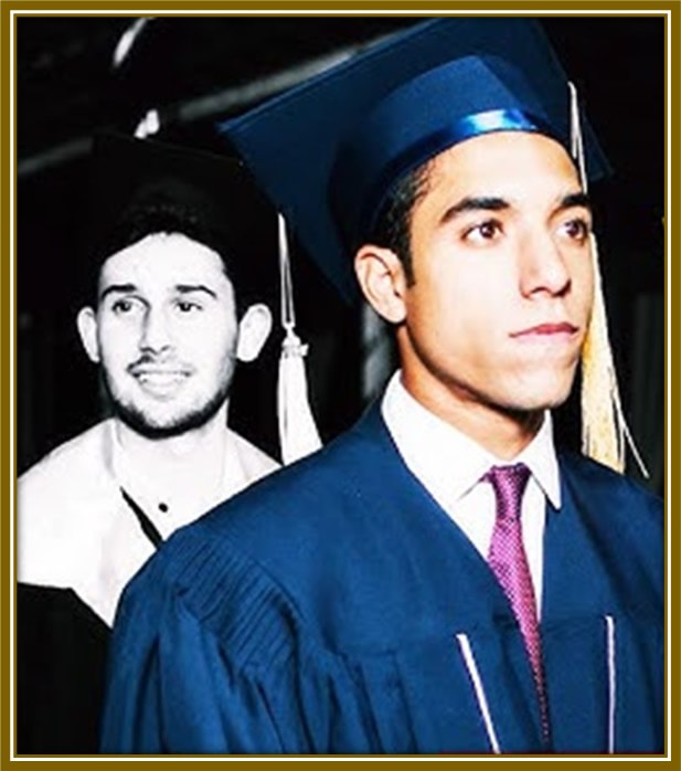 A solemn Omar Marmoush poses on his graduation day from the American International School in Cairo, Egypt.